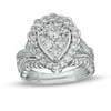 Thumbnail Image 0 of 1.37 CT. T.W. Composite Pear-Shaped Diamond Frame Scallop Edge Bridal Set in 10K White Gold