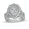 Thumbnail Image 0 of 1.37 CT. T.W. Composite Pear-Shaped Diamond Frame Scallop Edge Bridal Set in 10K White Gold