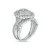 Thumbnail Image 2 of 1.37 CT. T.W. Composite Pear-Shaped Diamond Frame Scallop Edge Bridal Set in 10K White Gold