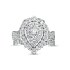 Thumbnail Image 3 of 1.37 CT. T.W. Composite Pear-Shaped Diamond Frame Scallop Edge Bridal Set in 10K White Gold