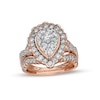 Thumbnail Image 0 of 1.37 CT. T.W. Composite Pear-Shaped Diamond Frame Scallop Edge Bridal Set in 10K Rose Gold
