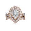 Thumbnail Image 3 of 1.37 CT. T.W. Composite Pear-Shaped Diamond Frame Scallop Edge Bridal Set in 10K Rose Gold