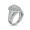 Thumbnail Image 2 of 1.58 CT. T.W. Composite Pear-Shaped Diamond Double Frame Scallop Edge Bridal Set in 10K White Gold