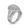 Thumbnail Image 2 of 1.58 CT. T.W. Composite Pear-Shaped Diamond Double Frame Scallop Edge Bridal Set in 10K White Gold