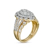 Thumbnail Image 2 of 1.58 CT. T.W. Composite Pear-Shaped Diamond Double Frame Scallop Edge Bridal Set in 10K Gold