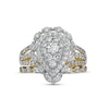 1.58 CT. T.W. Composite Pear-Shaped Diamond Double Frame Scallop Edge Bridal Set in 10K Gold