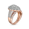 Thumbnail Image 2 of 1.58 CT. T.W. Composite Pear-Shaped Diamond Double Frame Scallop Edge Bridal Set in 10K Rose Gold