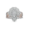 Thumbnail Image 3 of 1.58 CT. T.W. Composite Pear-Shaped Diamond Double Frame Scallop Edge Bridal Set in 10K Rose Gold