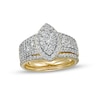 Thumbnail Image 0 of 1.37 CT. T.W. Composite Marquise-Shaped Diamond Frame Three Piece Bridal Set in 10K Gold