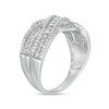 Thumbnail Image 2 of 0.58 CT. T.W. Diamond Multi-Row Crossover Anniversary Band in 10K White Gold