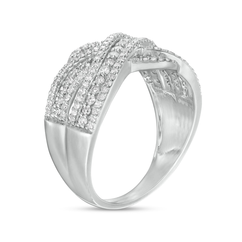 0.58 CT. T.W. Diamond Multi-Row Crossover Anniversary Band in 10K White Gold