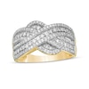 Thumbnail Image 0 of 0.58 CT. T.W. Diamond Multi-Row Crossover Anniversary Band in 10K Gold