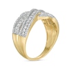 Thumbnail Image 2 of 0.58 CT. T.W. Diamond Multi-Row Crossover Anniversary Band in 10K Gold