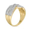 Thumbnail Image 2 of 0.58 CT. T.W. Diamond Multi-Row Crossover Anniversary Band in 10K Gold