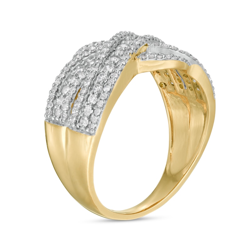 0.58 CT. T.W. Diamond Multi-Row Crossover Anniversary Band in 10K Gold