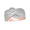 Thumbnail Image 0 of 0.58 CT. T.W. Diamond Multi-Row Crossover Anniversary Band in 10K Rose Gold