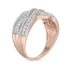 Thumbnail Image 2 of 0.58 CT. T.W. Diamond Multi-Row Crossover Anniversary Band in 10K Rose Gold