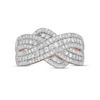 Thumbnail Image 3 of 0.58 CT. T.W. Diamond Multi-Row Crossover Anniversary Band in 10K Rose Gold