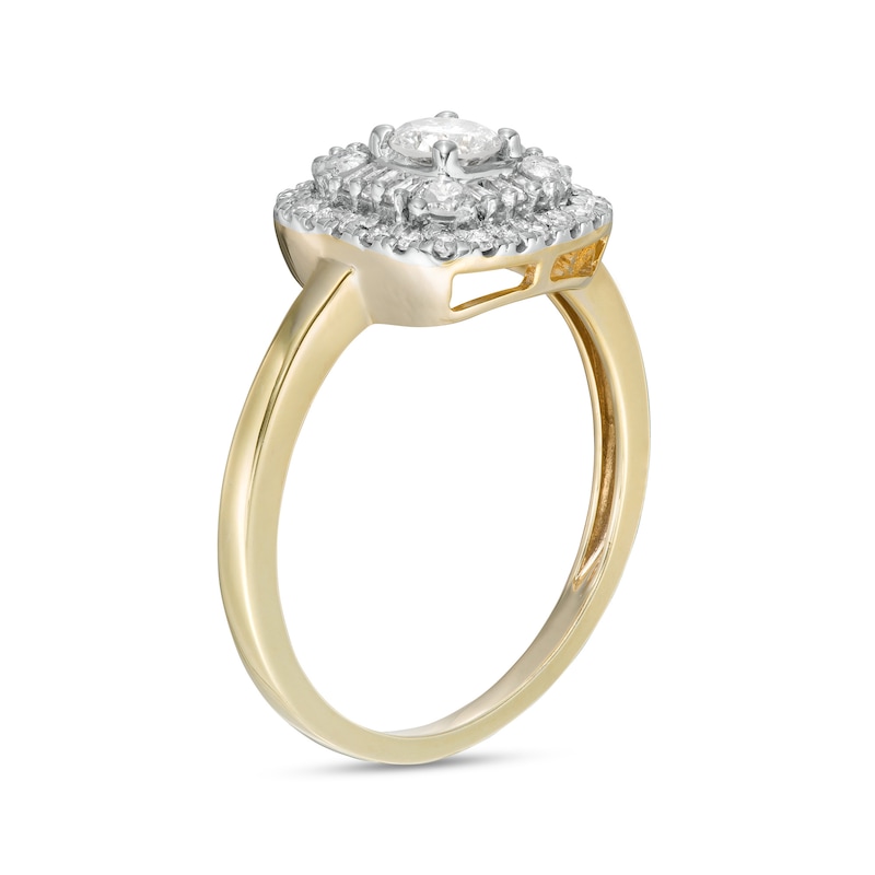 0.58 CT. T.W. Diamond Double Cushion-Shaped Frame Engagement Ring in 10K Gold