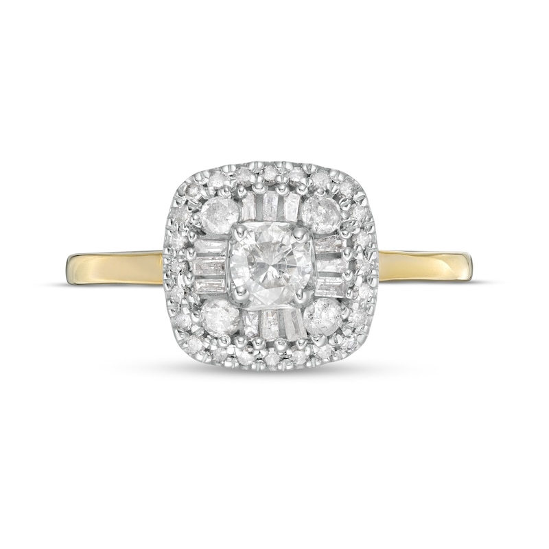 0.58 CT. T.W. Diamond Double Cushion-Shaped Frame Engagement Ring in 10K Gold