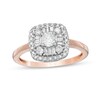 Thumbnail Image 0 of 0.58 CT. T.W. Diamond Double Cushion-Shaped Frame Engagement Ring in 10K Rose Gold