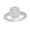 Thumbnail Image 0 of 0.45 CT. T.W. Composite Diamond Rectangular Frame Double Row Engagement Ring in 10K White Gold