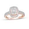 Thumbnail Image 0 of 0.45 CT. T.W. Composite Diamond Rectangular Frame Double Row Engagement Ring in 10K Rose Gold