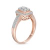 Thumbnail Image 2 of 0.45 CT. T.W. Composite Diamond Rectangular Frame Double Row Engagement Ring in 10K Rose Gold