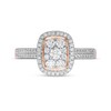 Thumbnail Image 4 of 0.45 CT. T.W. Composite Diamond Rectangular Frame Double Row Engagement Ring in 10K Rose Gold