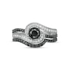 0.95 CT. T.W. Black Enhanced and White Diamond Bypass Multi-Row Bridal Set in 10K White Gold