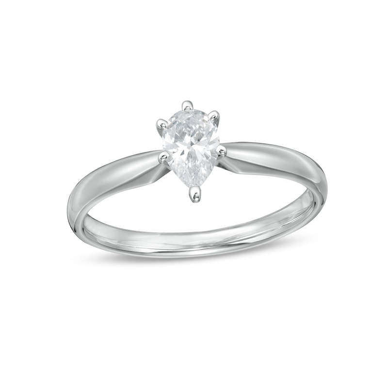 Main Image 1 of 0.40 CT. Certified Canadian Pear-Shaped Diamond Solitaire Engagement Ring in 14K White Gold (I/I1)