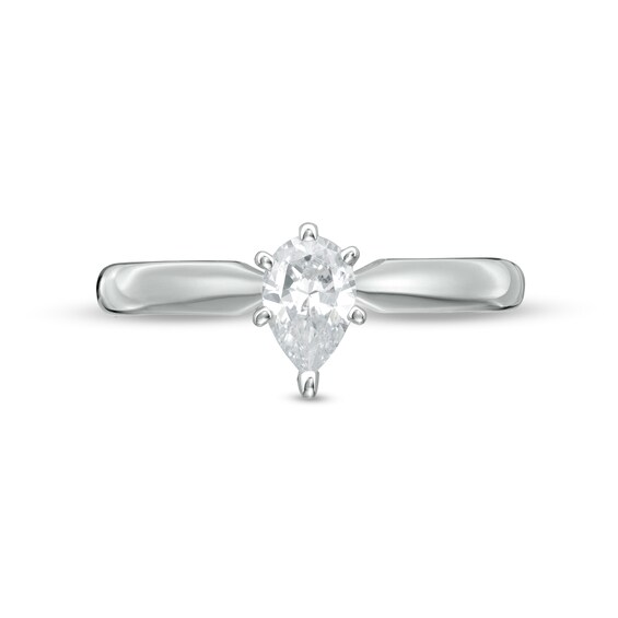0.40 CT. Certified Canadian Pear-Shaped Diamond Solitaire Engagement Ring in 14K White Gold (I/I1)