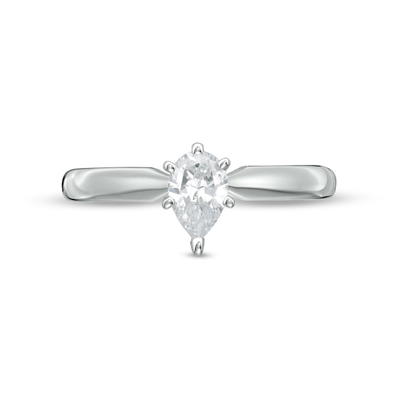 Main Image 4 of 0.40 CT. Certified Canadian Pear-Shaped Diamond Solitaire Engagement Ring in 14K White Gold (I/I1)