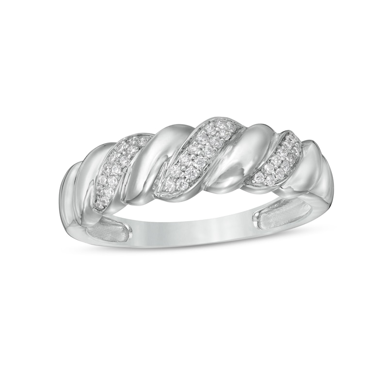 Main Image 1 of 0.116 CT. T.W. Diamond Twist Anniversary Band in Sterling Silver