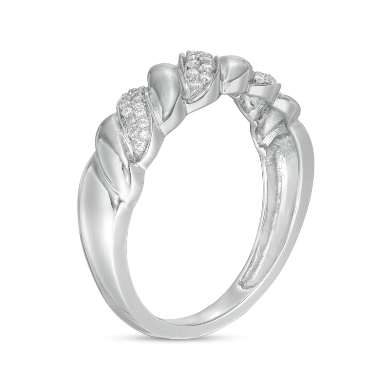 Main Image 3 of 0.116 CT. T.W. Diamond Twist Anniversary Band in Sterling Silver