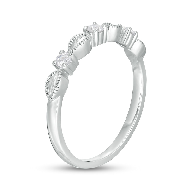 Main Image 3 of 0.145 CT. T.W. Diamond Vintage-Style Alternating Anniversary Band in Sterling Silver