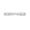 Thumbnail Image 4 of 0.145 CT. T.W. Diamond Vintage-Style Alternating Anniversary Band in Sterling Silver