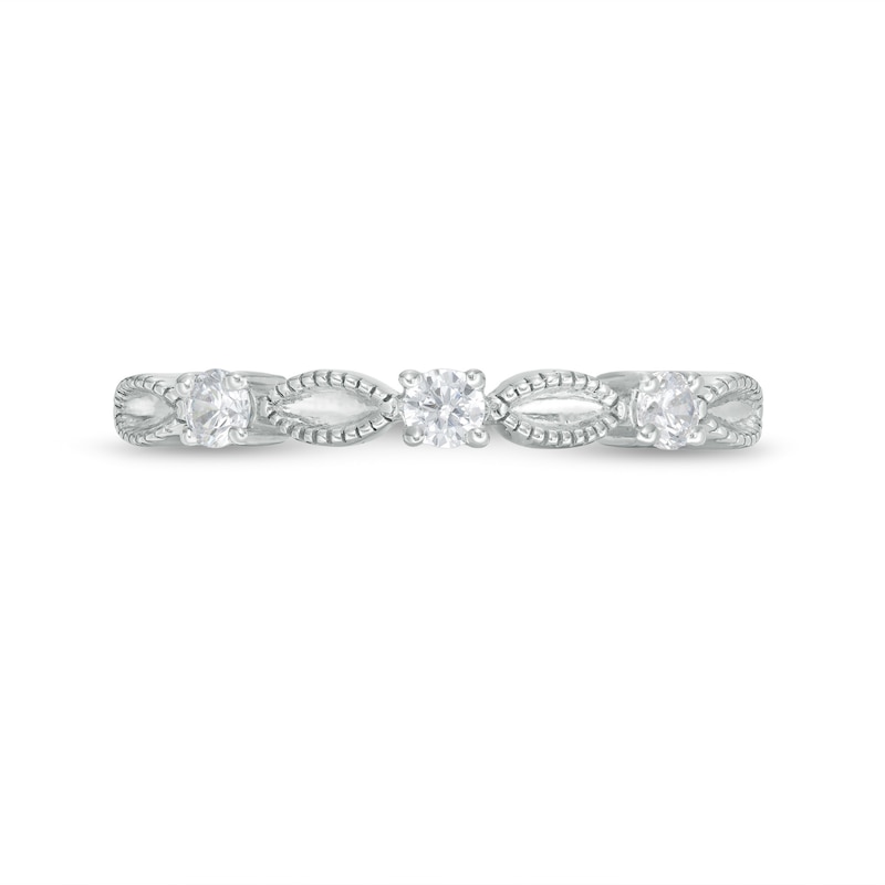 Main Image 4 of 0.145 CT. T.W. Diamond Vintage-Style Alternating Anniversary Band in Sterling Silver