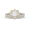 Thumbnail Image 3 of 0.69 CT. T.W. Princess-Cut Diamond Flower Frame Vintage-Style Bridal Set in 10K Gold