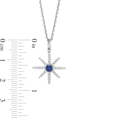 3.5mm Blue and White Lab-Created Sapphire North Star Pendant in Sterling Silver