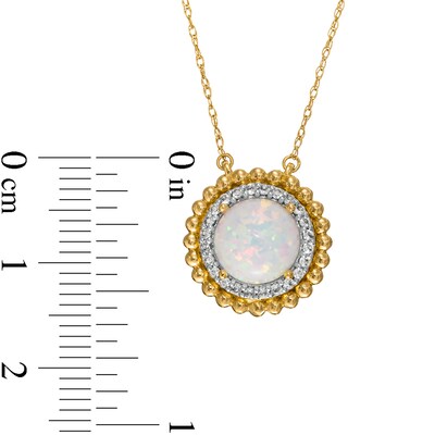8.0mm Lab-Created Opal and White Lab-Created Sapphire Beaded Double Frame Necklace in 10K Gold
