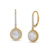 Thumbnail Image 1 of 6.0mm Lab-Created Opal and White Lab-Created Sapphire Beaded Double Frame Drop Earrings in 10K Gold
