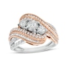 Thumbnail Image 0 of 1.00 CT. T.W. Diamond Past Present Future® Bypass Twist Shank Engagement Ring in 10K Two-Tone Gold