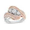 1.00 CT. T.W. Diamond Past Present Future® Bypass Twist Shank Engagement Ring in 10K Two-Tone Gold