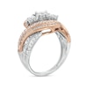 Thumbnail Image 2 of 1.00 CT. T.W. Diamond Past Present Future® Bypass Twist Shank Engagement Ring in 10K Two-Tone Gold