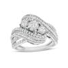 Thumbnail Image 0 of 1.00 CT. T.W. Diamond Past Present Future® Bypass Twist Shank Engagement Ring in 10K White Gold