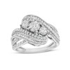 Thumbnail Image 0 of 1.00 CT. T.W. Diamond Past Present Future® Bypass Twist Shank Engagement Ring in 10K White Gold