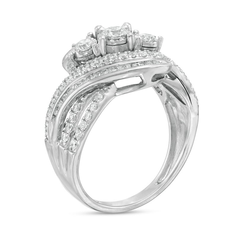 1.00 CT. T.W. Diamond Past Present Future® Bypass Twist Shank Engagement Ring in 10K White Gold