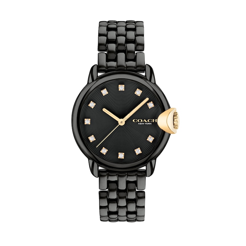 Ladies' Coach Arden Crystal Accent Two-Tone Watch with Black Dial (Model: 14503821)|Peoples Jewellers