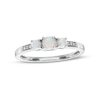 Opal and Diamond Accent Three Stone Ring in 10K White Gold